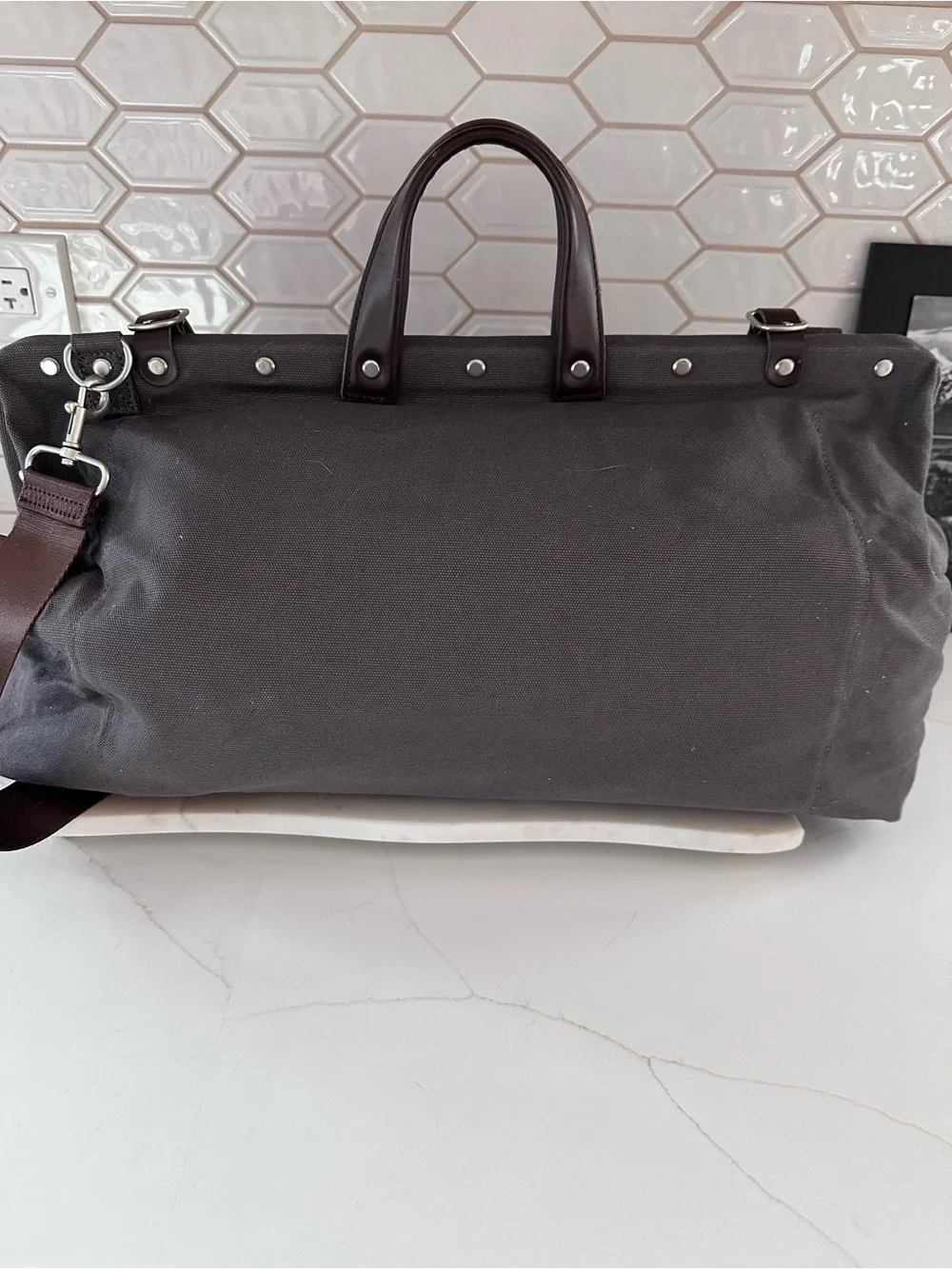 Line of Trade Gray Canvas Weekender Bag